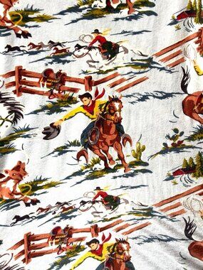 NICK & NORA KING FLAT Sheet Rio Grande Cowboy 100% Cotton Jersey Sleepwear Home